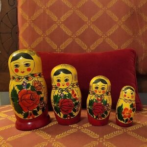 Set of Russian Nesting Dolls with Floral Design